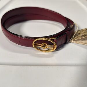 NWT Vintage Stefano Ricci Bordeaux Colored Gold Colored Buckle Belt